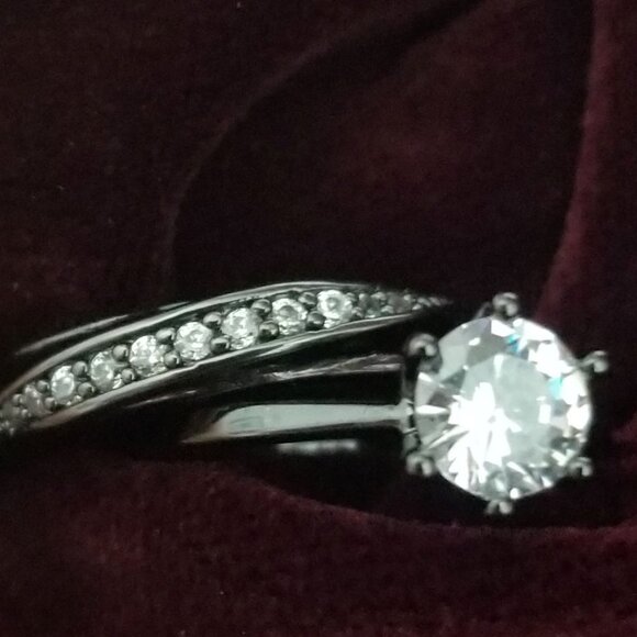 Joanie  Ring 1k CZ Solitaire Engagment Ring - Black Gold - NEW SIZES - Picture 6 of 7